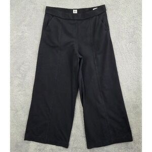 Lee Women's Size XL Wide Leg Pants Ankle Black Pull On Comfort Knit Stretch